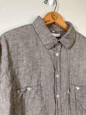 Francesco Casola Positano Italy 100% linen Button Front Long Sleeve Shirt sz L